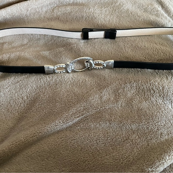 Chicos Black Leather Belt with Silver Sparkly Hardware size ML. - Picture 5 of 8